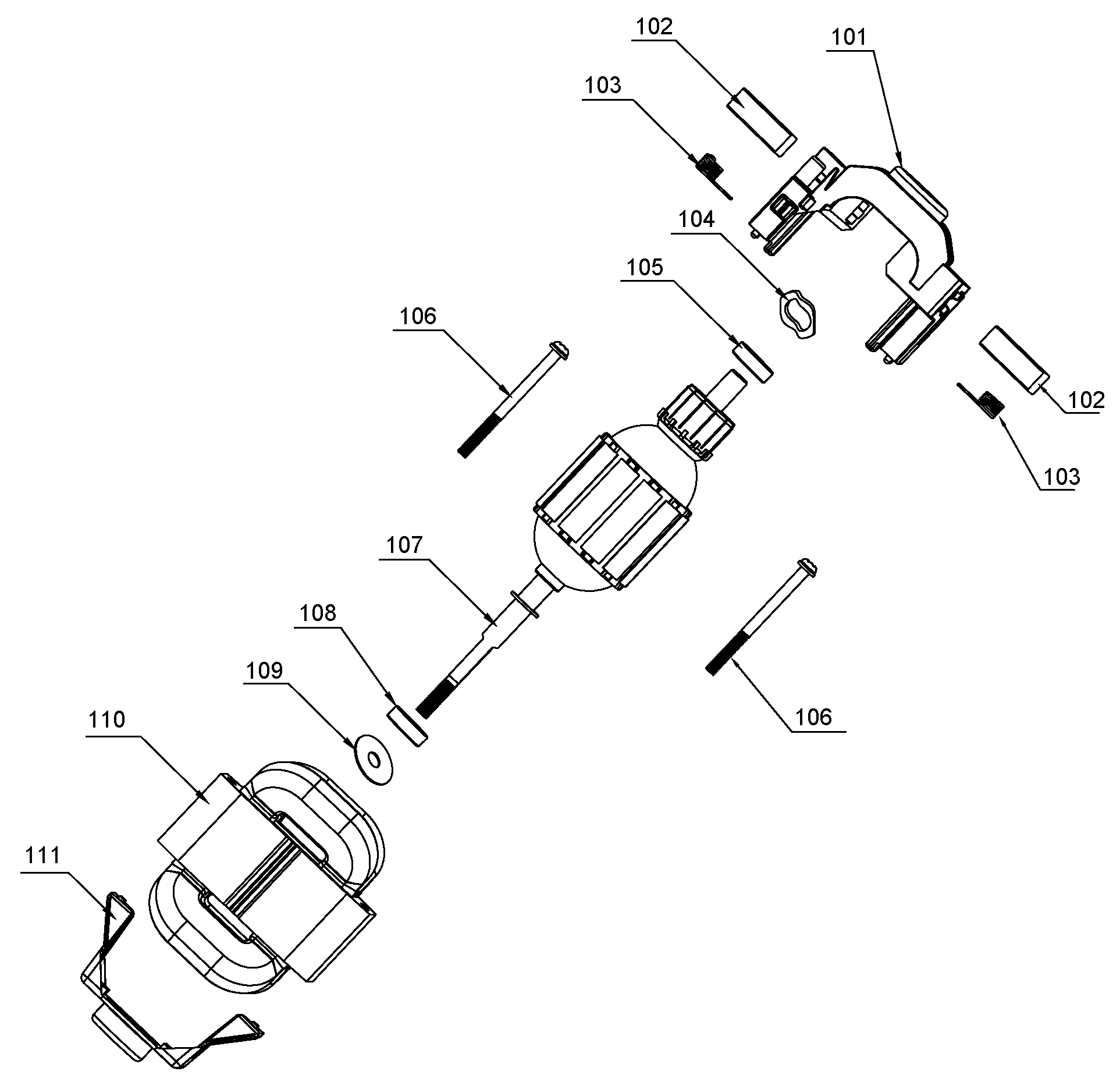 MOTOR Diagram and Parts List for BV2500-B2C Type 1 Black and Decker Leaf Blower / Vacuum